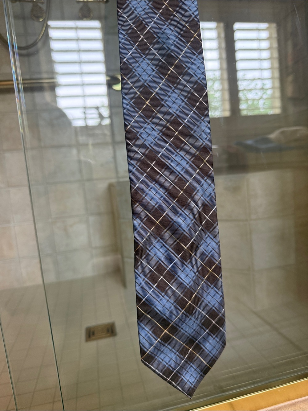 Burberry Blue Plaid Silk Tie